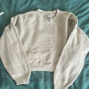 Hollister Cream Cardigan with Textured Knit and Balloon Sleeves